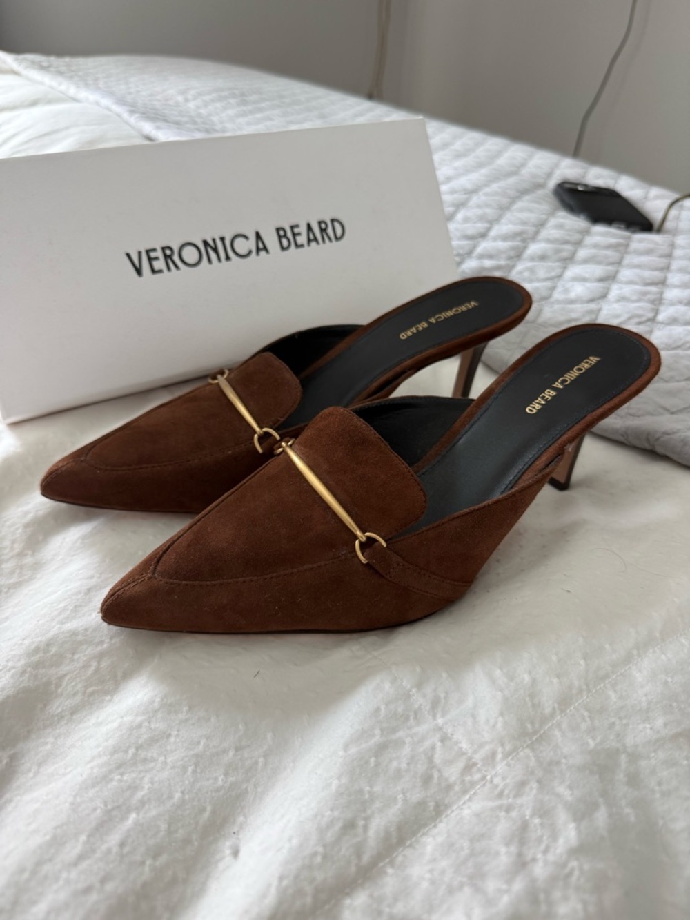Veronica Beard Brown Suede Pointed-Toe Mule